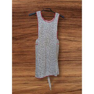 Heart Print Apron  With Red‎ Trim Pocketed Vintage Style Cooking size S M
